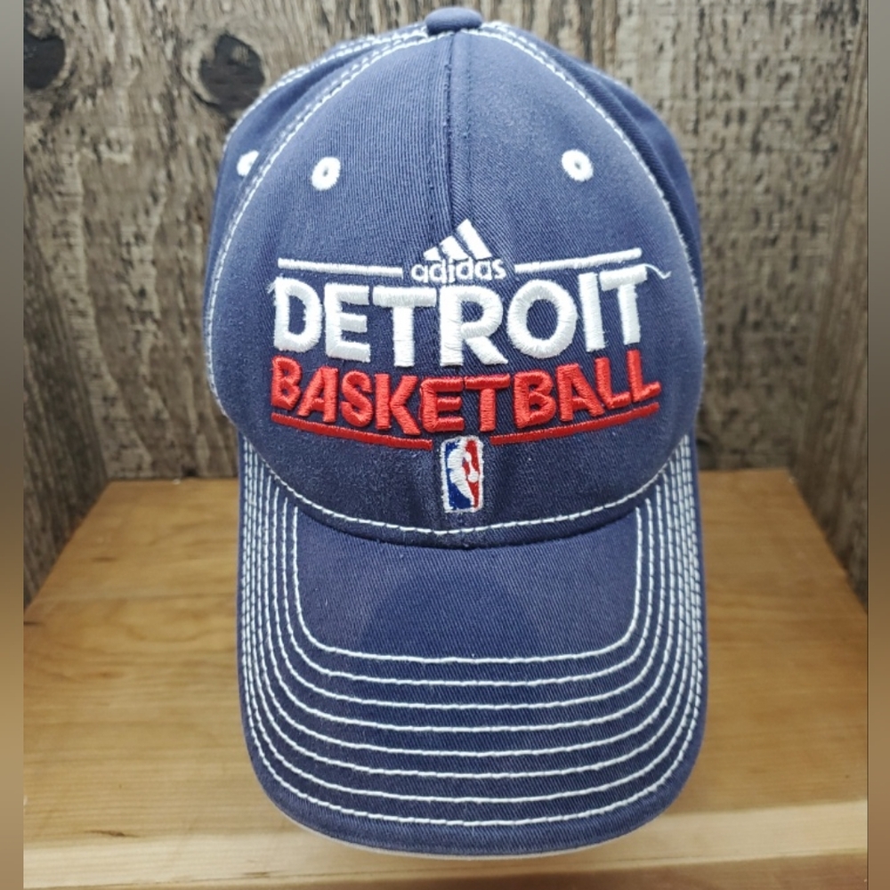 Adidas Detroit Basketball Pistons Denim Hat Cap Adjustable Strapback OSFM Unisex
